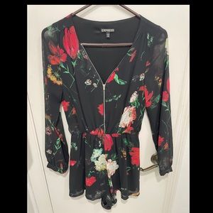 Express black floral romper